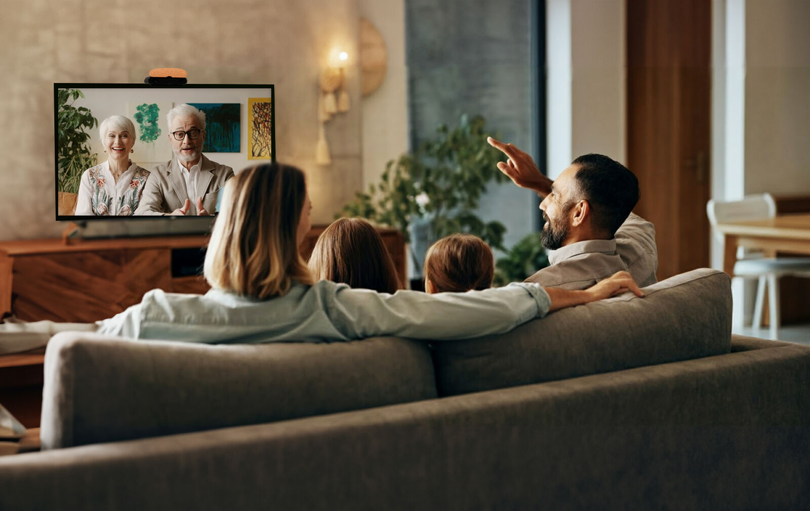 The Hearth in use above a TV